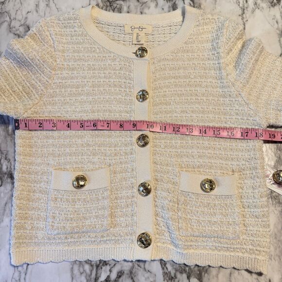 JESSICA SIMPSON NWT Cropped Metallic Accent Cardigan Sweater - Picture 6 of 7